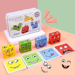Expression Puzzle – Face Changing Wooden Game (With Bell)